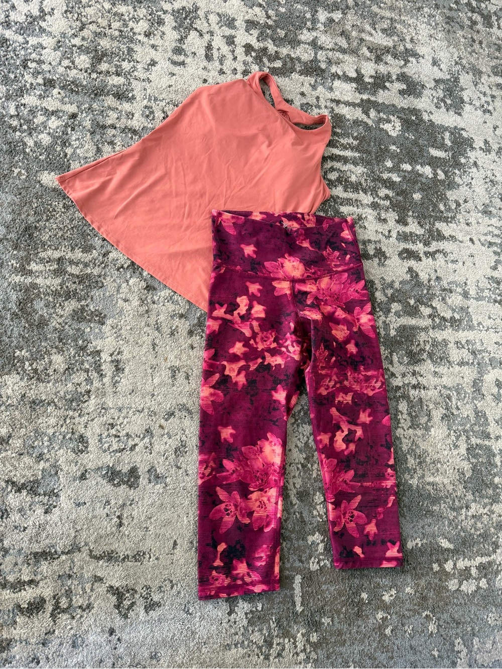 Autumn Halloween set. Orange & Pink & Black Floral High-Waist Capris with Top !!
